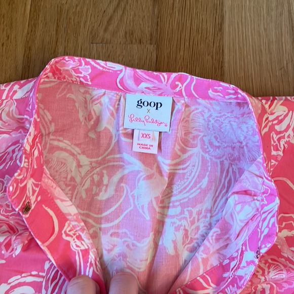 Lilly Pulitzer x Goop Paltrow Floral Blouse Pink and White Women’s Size XXS - Picture 6 of 10